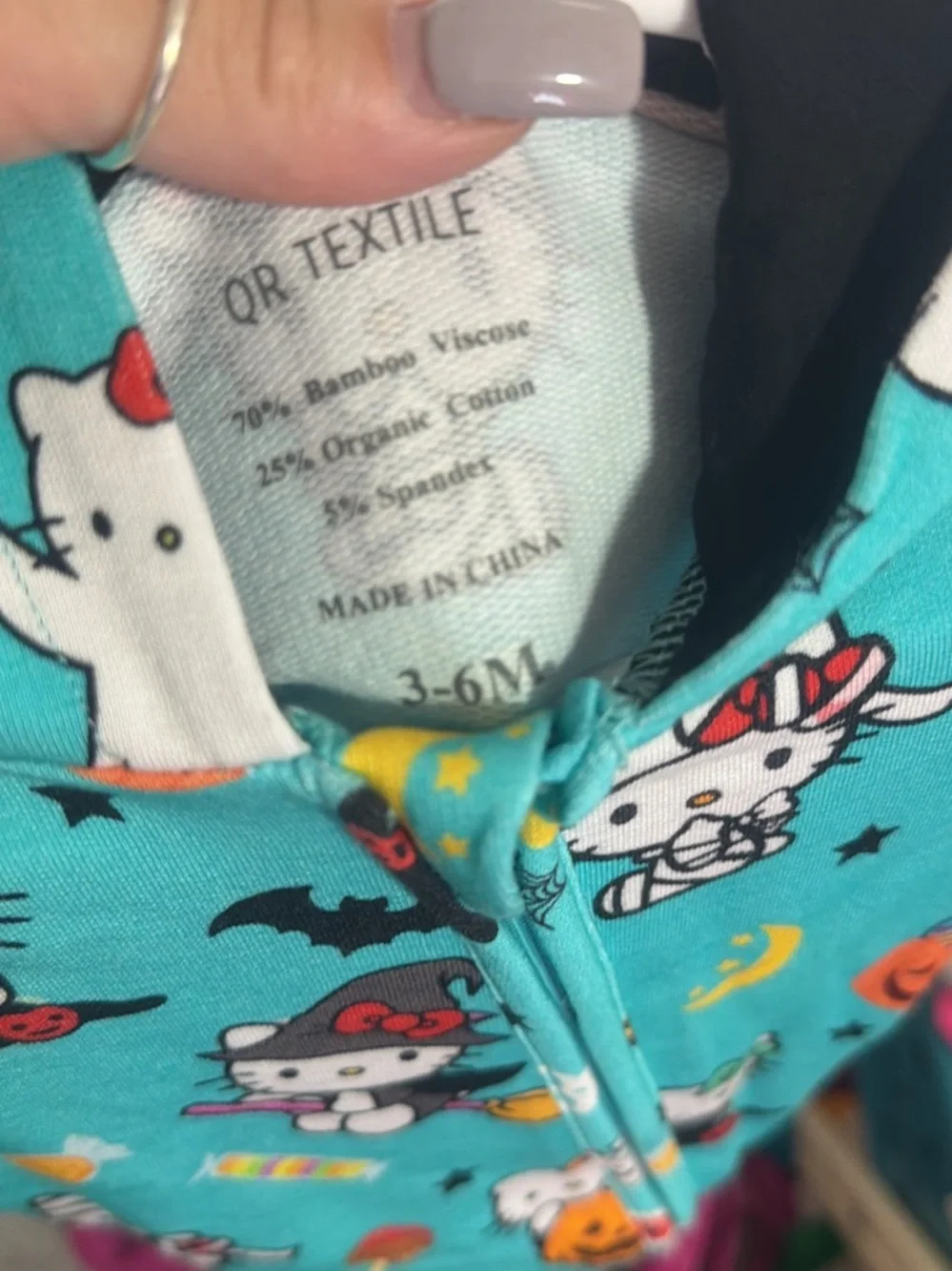 Hello Kitty Bamboo Teal Halloween Toddler One-Piece Zipper Hooded Jumpsuit